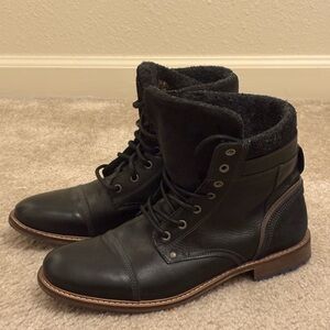 Aldo Black Leather Lace-Up Boots